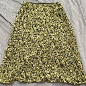 Green Floral Midi Skirt